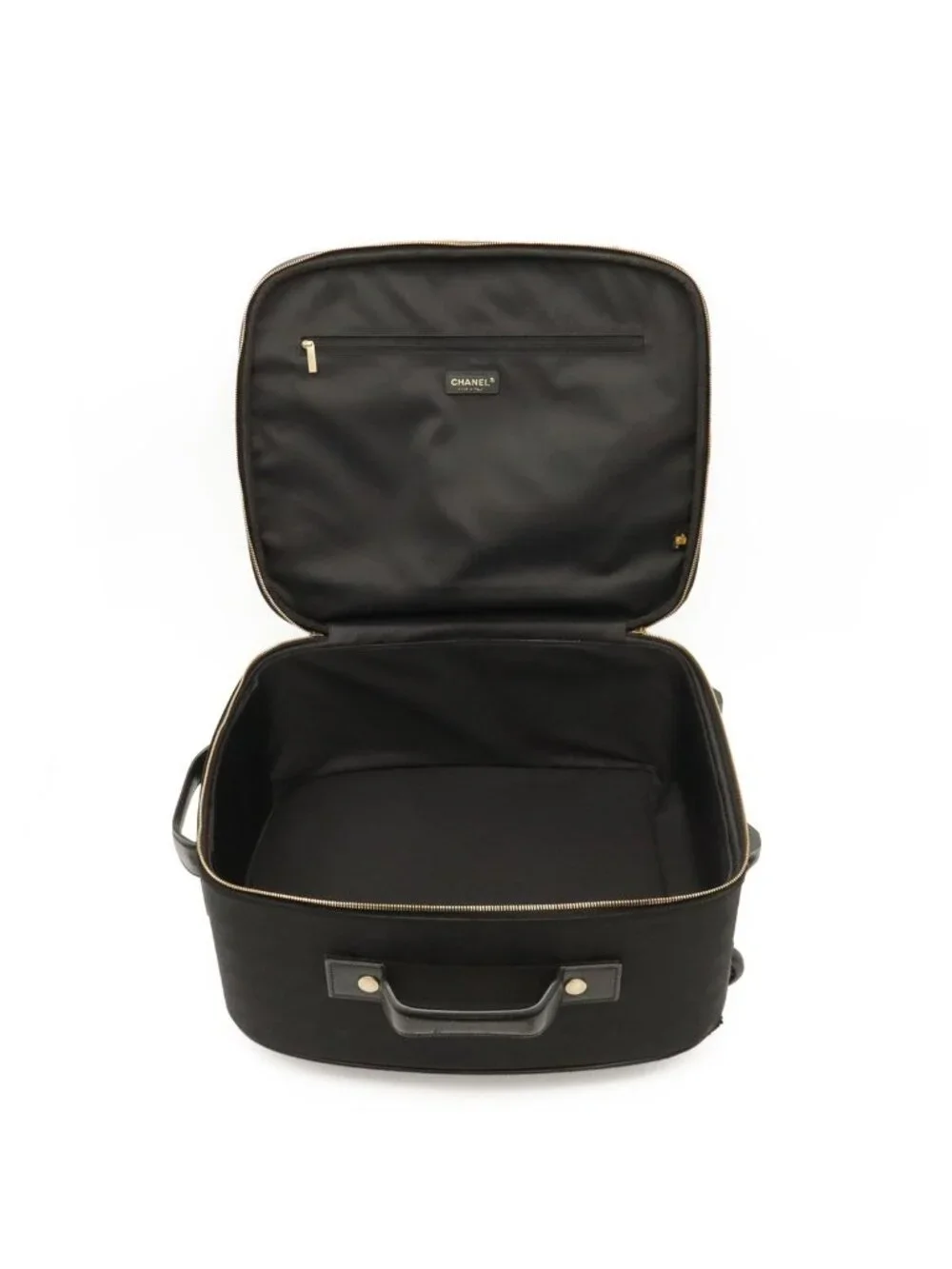 Chanel New Travel Line Bag Suitcase Carry Case Nylon Jacquard Black Gold